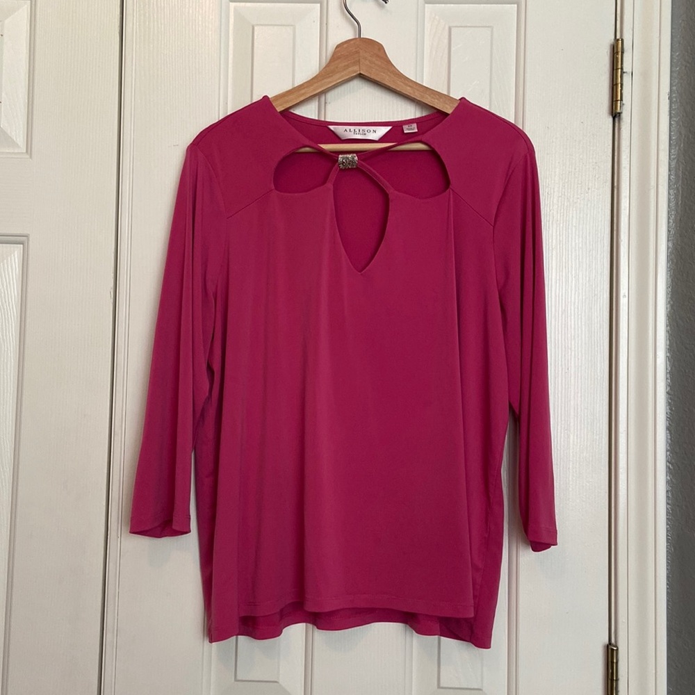 🍁BOGO 🍁 Allison Taylor Womens Fuschia Longsleeve Blouse 2X